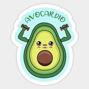 AVOCARDIO, cute avocado  lifting weights Sticker